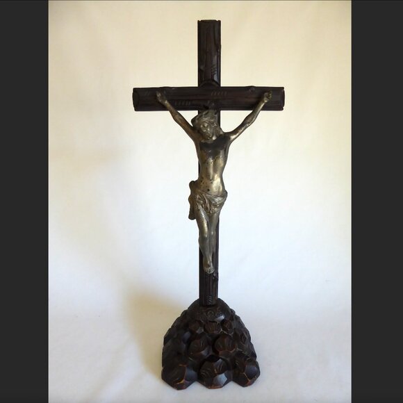 Jesus Christ On Cross Statue – Silver Crucifix Home Decor For Tabletop Or Shelf - View #11